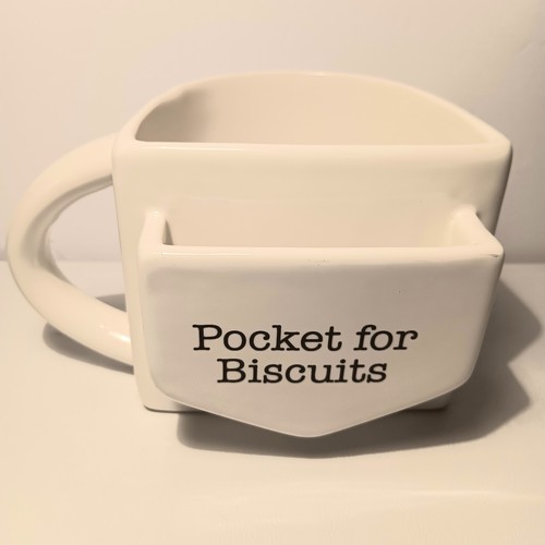 White ceramic mug with pocket - ceramic,